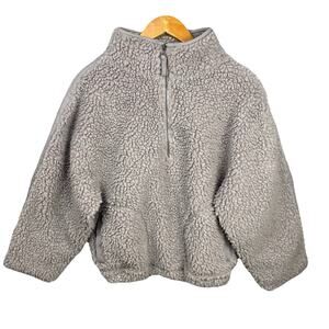 Daily Ritual Size XS/S Womens Thick Sherpa Fleece Pullover Sweater Purple Zip Up